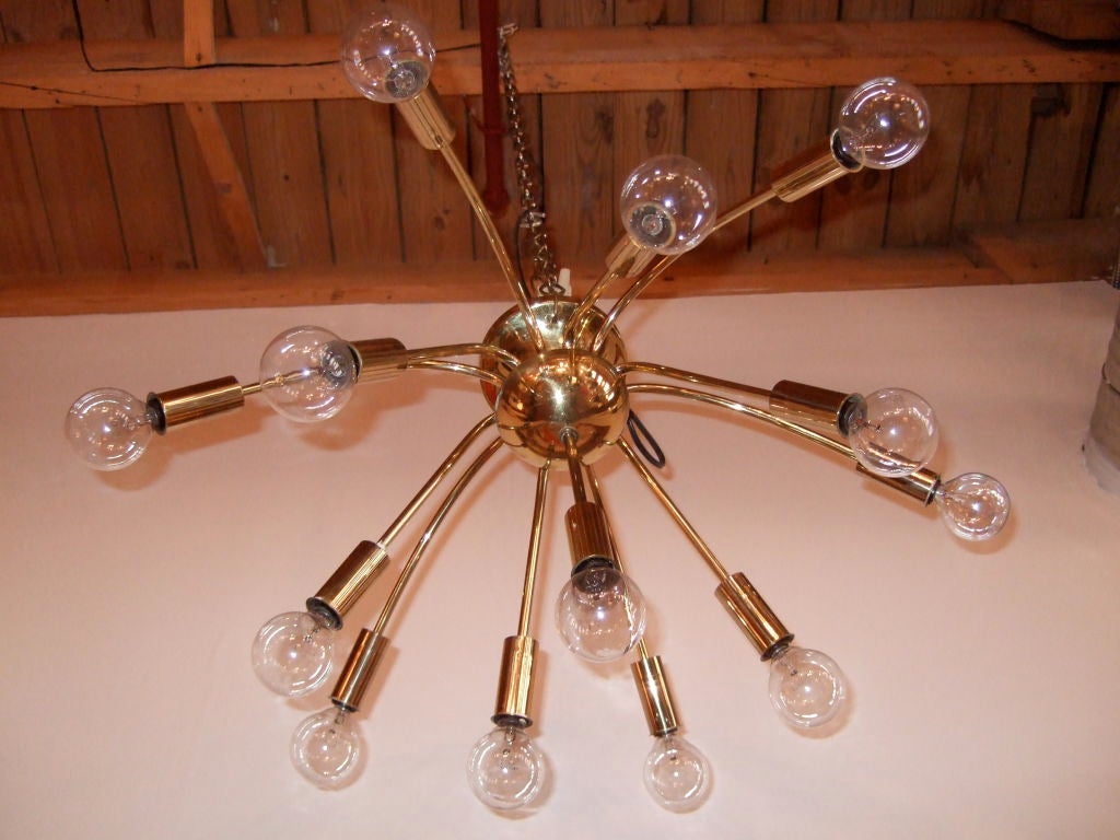 Mid Century Brass Sputnik Chandelier 2