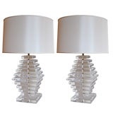 Pair of Gleaming Lucite Lamps