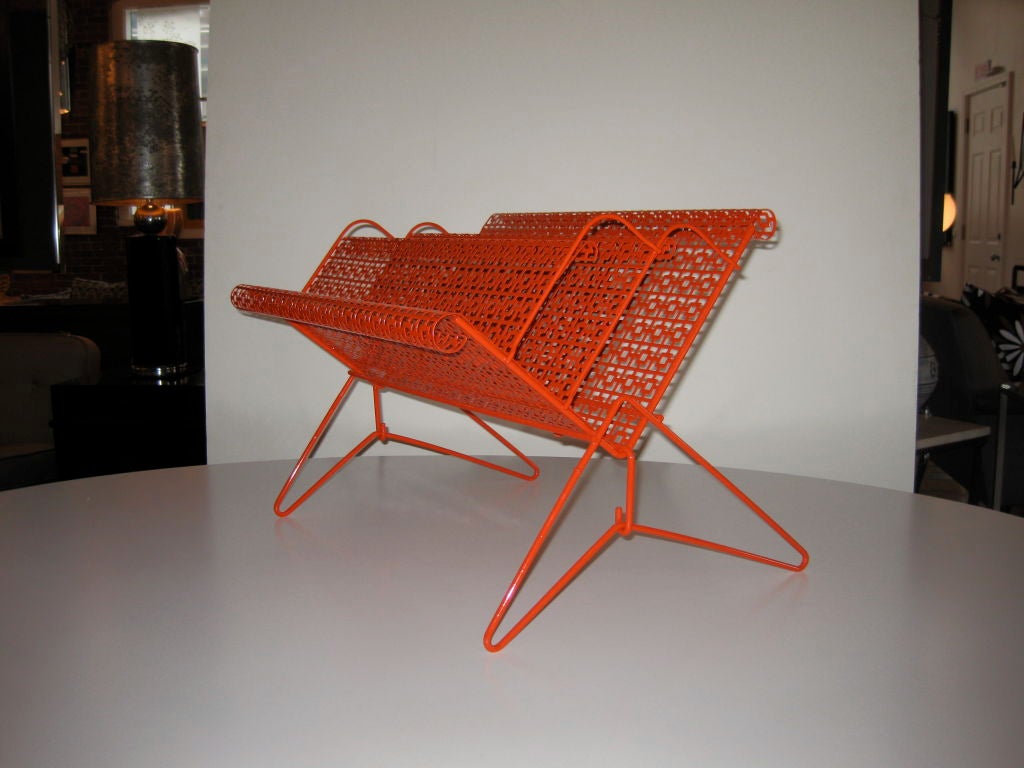 Orange Mid Century Magazine Rack