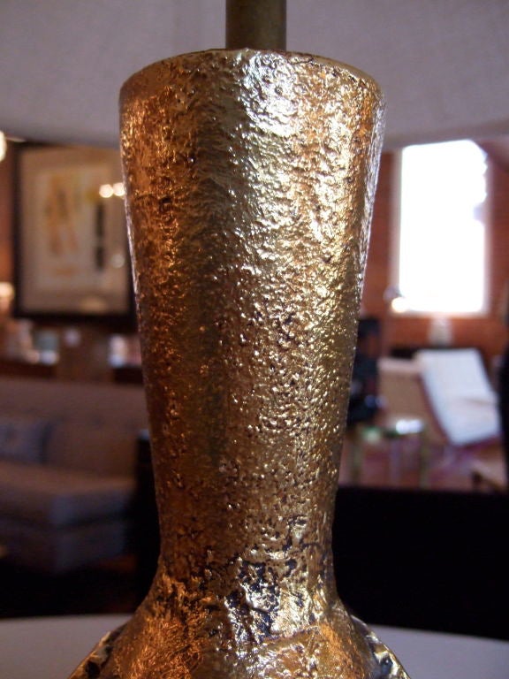 Gold Toned Fortune Lamp Co. Lamp In Excellent Condition In New York, NY
