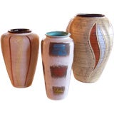 Set of Three West German Vases