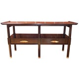 Vintage Chocolate Mid Century Console Table