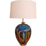 Drip Glazed Mid Century Lamp