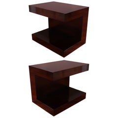 Pair Of African Mahogany End Tables