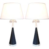 Vintage Pair of Crystal Fluted Lamps