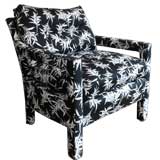 Milo Baughman Style Floral Print Chairs