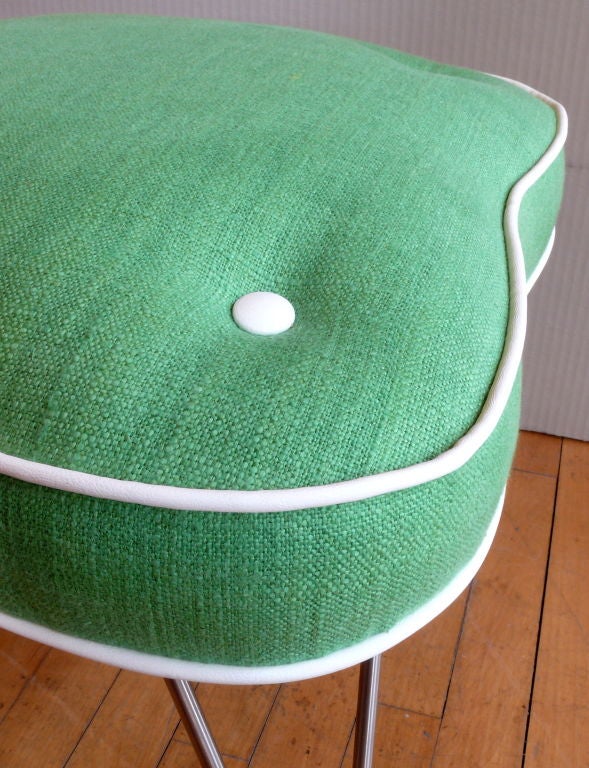 American Kelly Green and Leather Curvaceous Stool