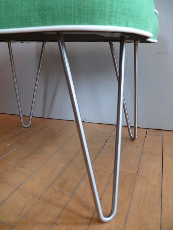 Upholstery Kelly Green and Leather Curvaceous Stool