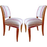 Vintage Pair of  French  Stripe Accent Chairs