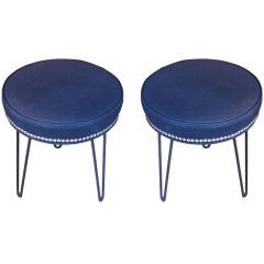Pair of Black Hairpin Leg Stools