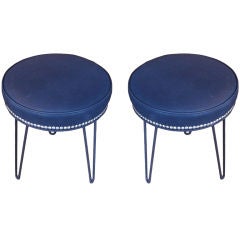 Pair of Black Hairpin Leg Stools