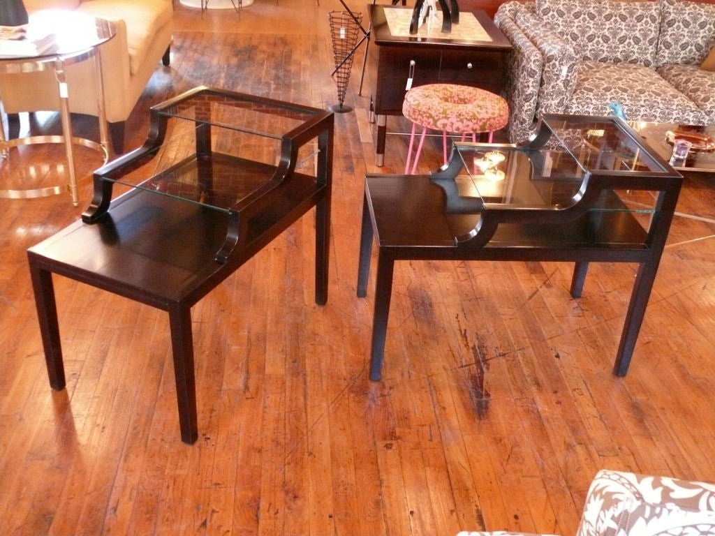 Pair of Mid Century Tiered End Tables