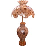Vintage Large Capiz Shell Table Lamp