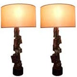 Pair of Paul Evans Style Table Lamps