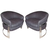Pair of Baughman Style Barrel Chairs