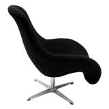 Scoop Lounge chair in Black Wool and Swivel Base