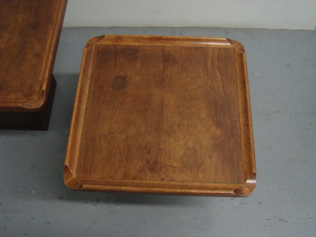 A Pair of Well Crafted Walnut Danish Modern Side Tables