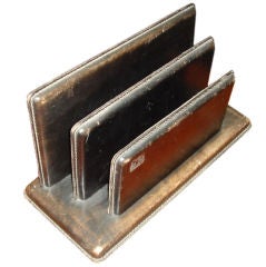 Vintage Leather Letter Holder in the manner of Jacques Adnet