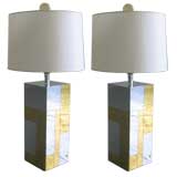 A PAIR METAL CLAD TABLE LAMPS BY PAUL EVANS