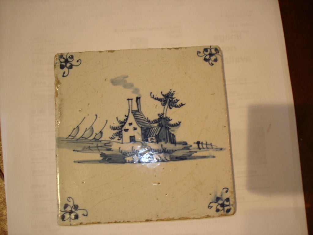 18th Century and Earlier A Group of Dutch Blue and White Delft Tiles For Sale