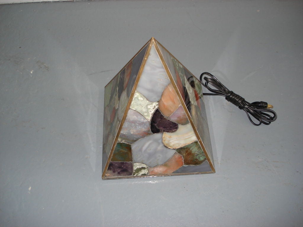 American Agate Specimen Pyramid Lamp