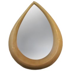 Ivory Lacquered Parchment Teardrop Mirror