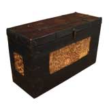 A Leather Tibetan Trunk with Leopard Skin Decoration