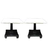 A Pair of Hollwood Regency Side Tables with White Marble tops