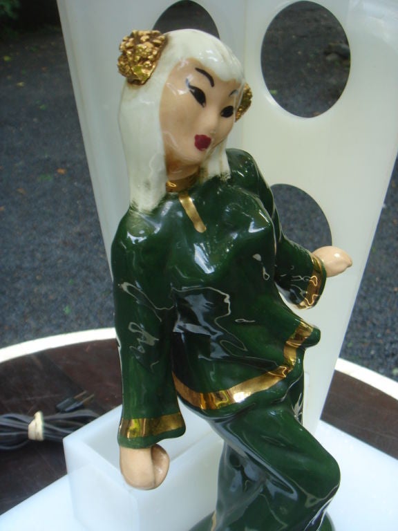 A Unique Lamp with a Ceramic Geisha signed Hedi Schoop. 3