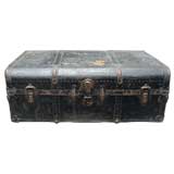 Antique A Steel Steamer Trunk by Unbreakable Trunks, New York