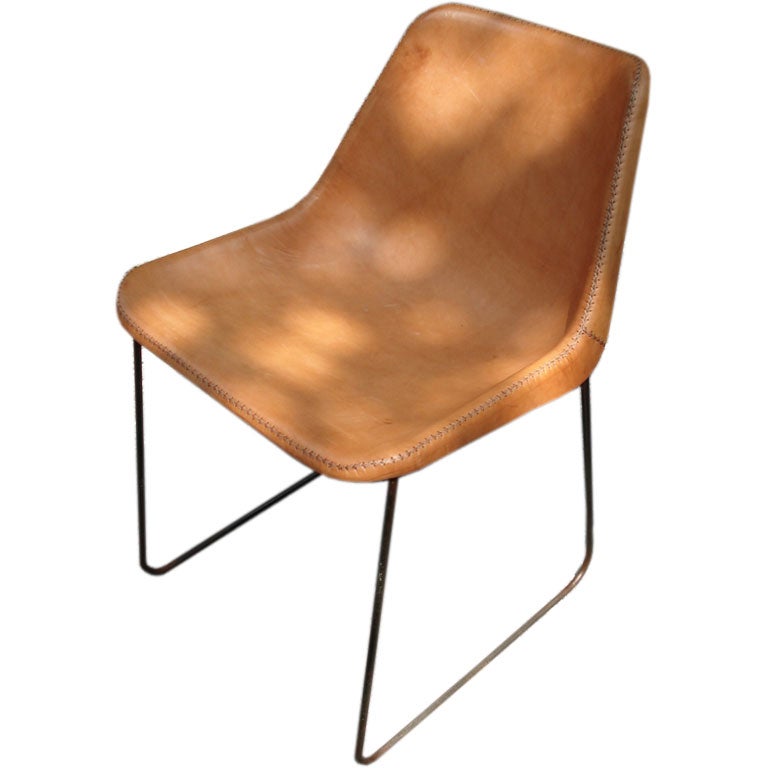 A Unique Saddle Leather Stiched Chair