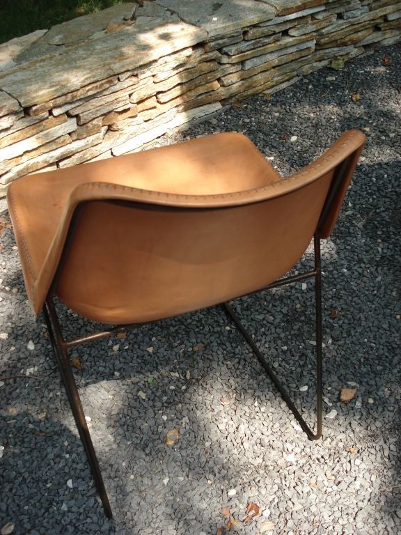 A Unique Saddle Leather Stiched Chair 3