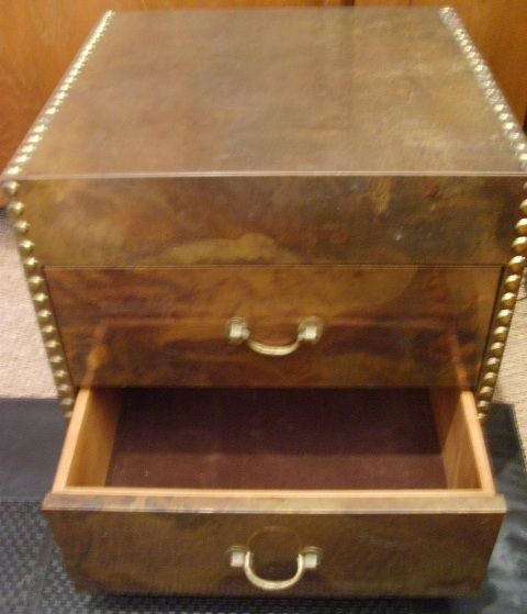 A Brass Clad Dresser / Bedside Table by Sarreid
