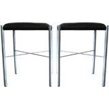 A Pair of Chrome X-Base Stools by Bon Marche