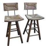 Vintage A Pair of Barstools in the manner of Charlotte Perriand