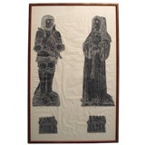 An Usually  Large Stone Rubbing of a Pair of Saints