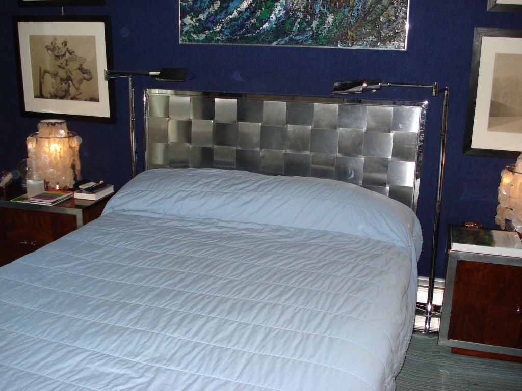 A Unique Woven Stainless Steel Bed in the manner of Paul Evans
