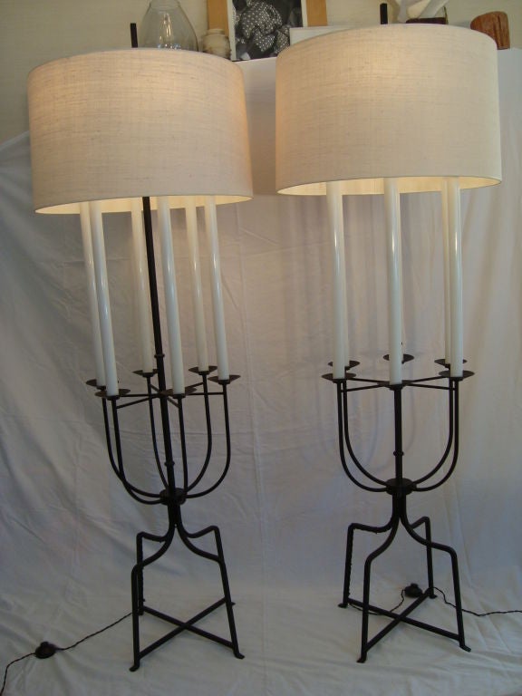 American Pair of Six-Light Floor Lamps by Tommi Parzinger