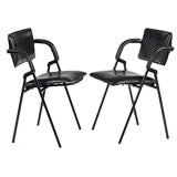 Pair of Leather Chairs by Jacques Adnet