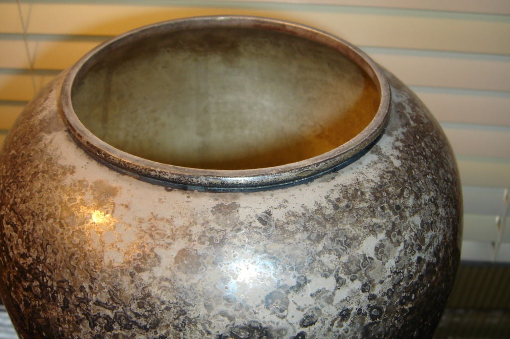 silver hammered vase