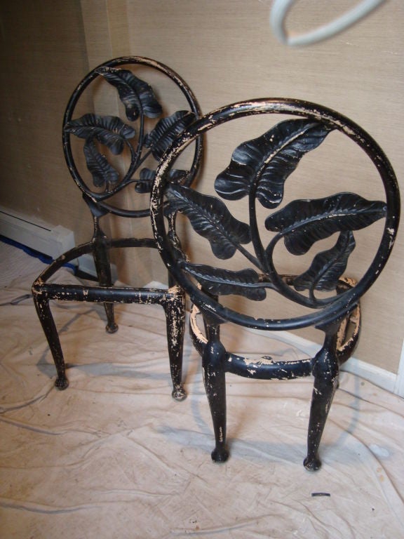 A Pair of Metal Chairs with a Banana Leaf Motif. 5