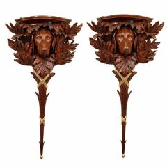Pair Hand-carved Wall Brackets