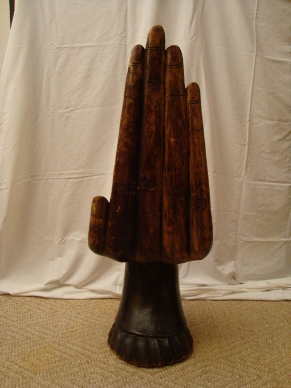 Folk Art Carved Hand Chair after Pedro Friedeberg For Sale