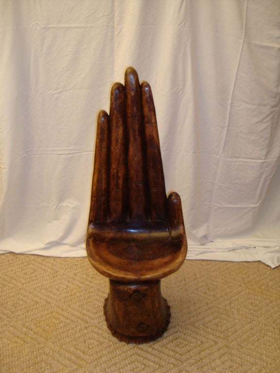 Wood Carved Hand Chair after Pedro Friedeberg For Sale