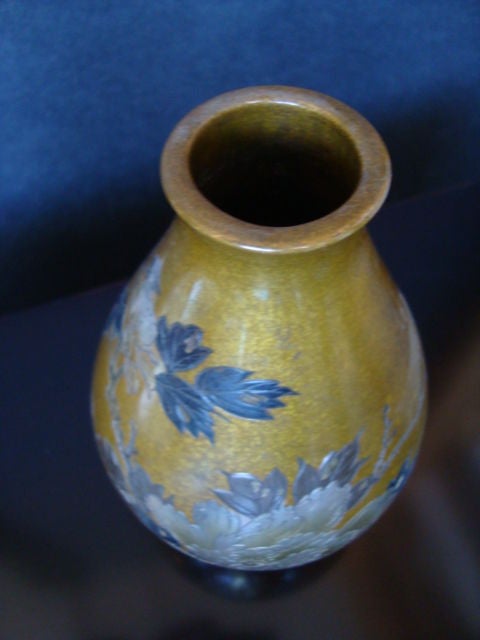 Japanese Vase in Mixed Metals, Signed 5