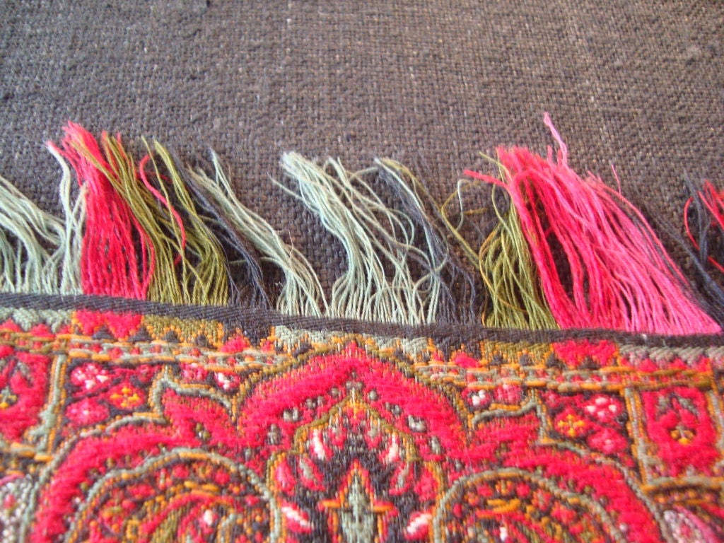 Hand-Woven Antique Kashmir Wool Paisley Shawl For Sale