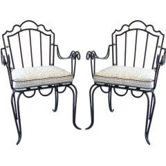 Pair of Wrought Iron Arm Chairs