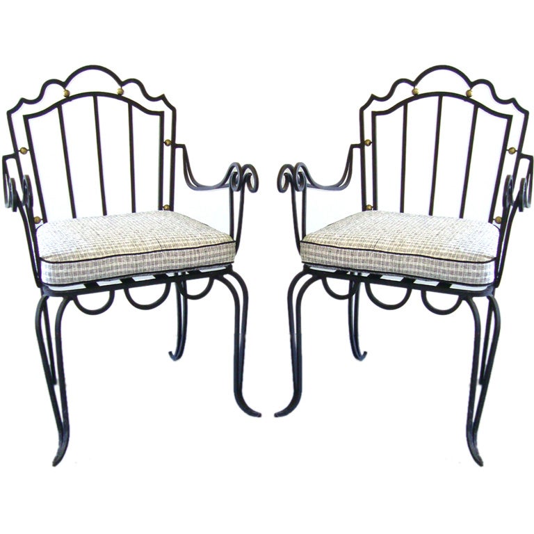 Pair of Wrought Iron Arm Chairs