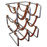 Chrome and Leather Wine Rack