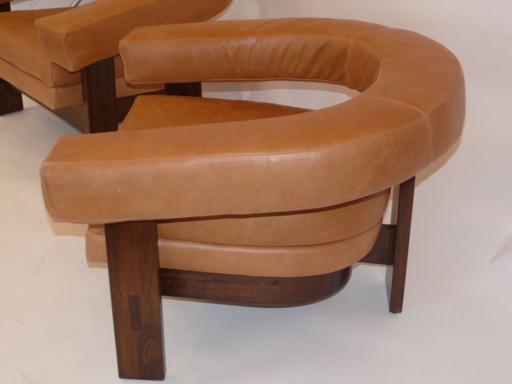 Leather Walnut Horseshoe Chairs